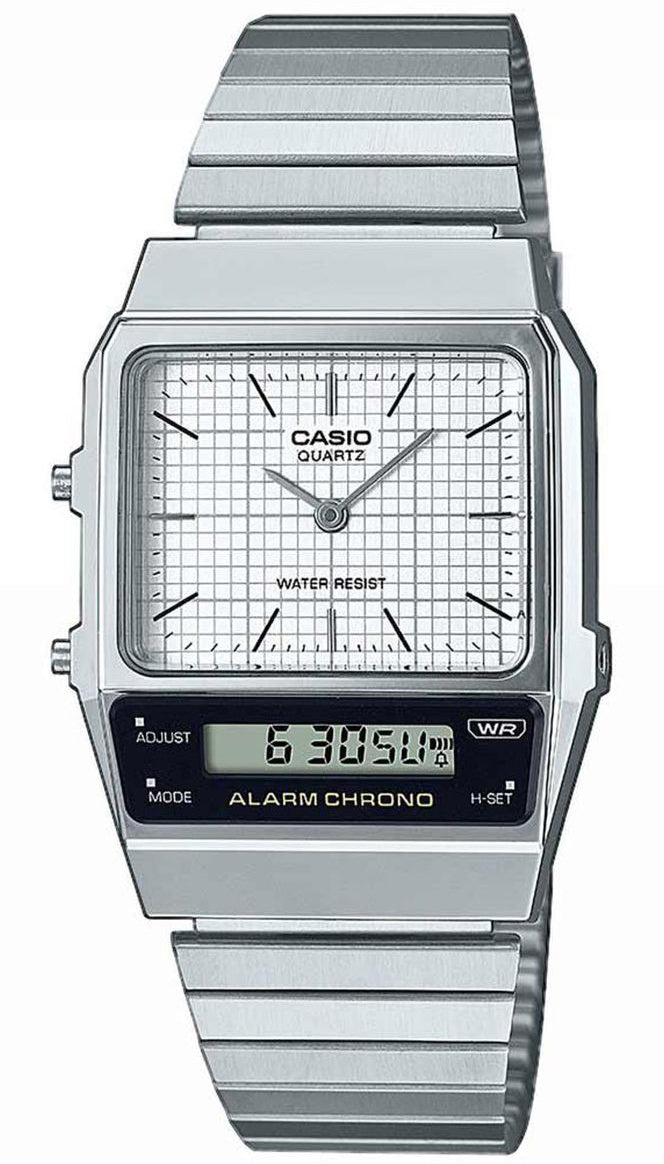 Casio Vintage Stainless Steel Analog Digital Dual Time Men s Watch AQ Spot On Times