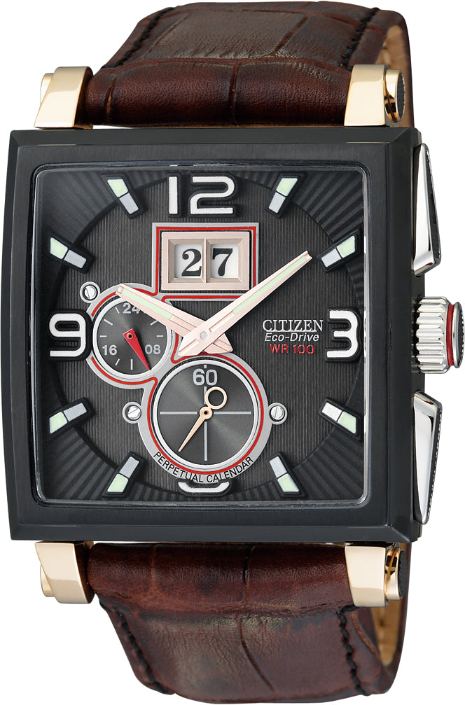 テツ Citizen Men's C7 Series Automatic Green Dial Brown Leather Strap