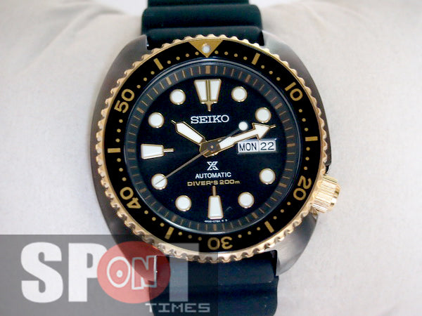 Seiko turtle black and on sale gold