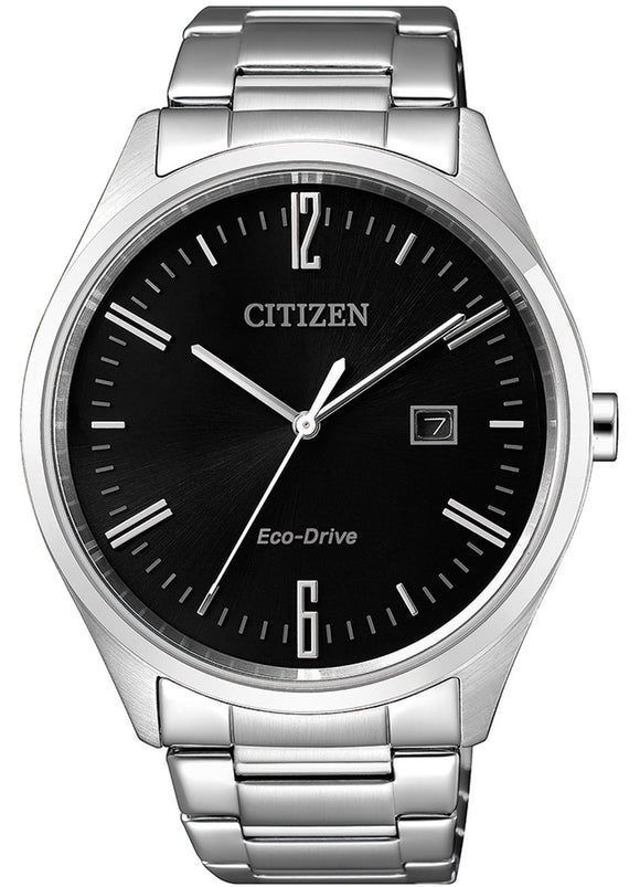 Citizen Eco-Drive Black Dial Stainless Steel Men's Watch BM7350-86E