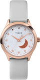 Timex Classic White Gold Tone Grey Leather Strap Ladies Watch TW2V49400