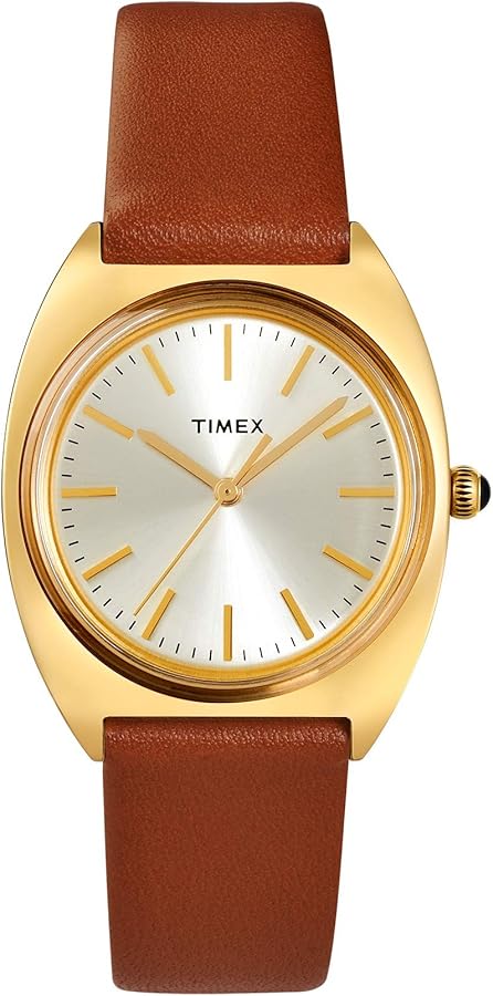 Timex Milano Golden Tone Leather Strap Ladies Watch TW2T89900