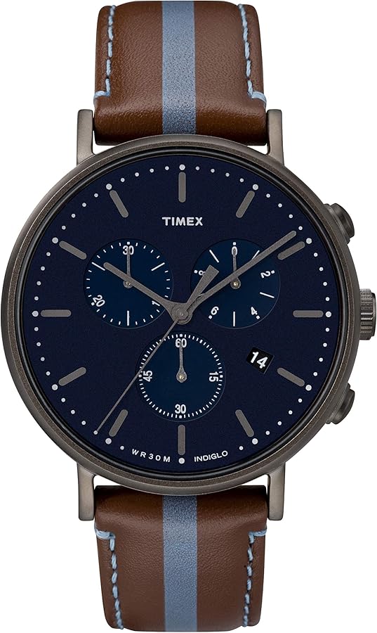 Timex Fairfield Chronograph Black Leather Strap Men's Watch TW2R37700