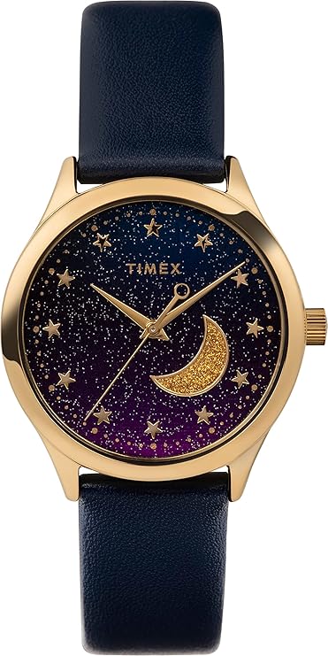Timex Classic Celestial Gold Tone Back Leather Strap Ladies Watch TW2V49300