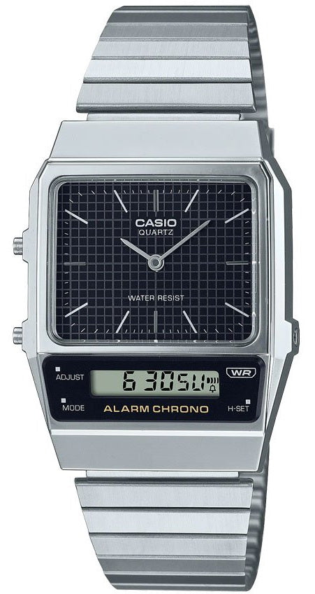 Casio Vintage Stainless Steel Analog Digital Dual Time Men's Watch AQ-800E-1A