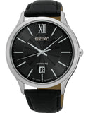 Seiko Quartz Sapphire Glass Black Dial Men's Watch SGEH53P2