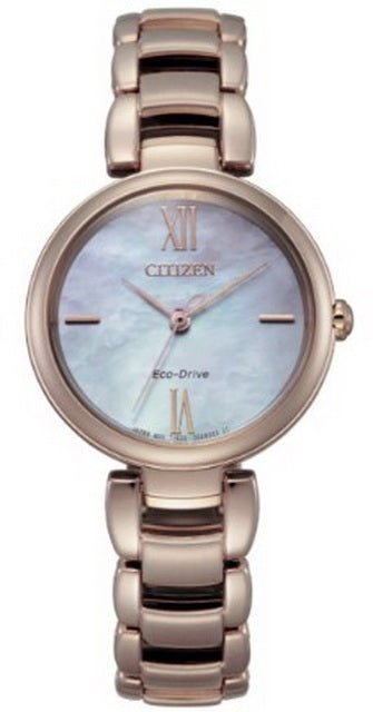 Citizen Eco-Drive Rose Gold Pearlescent Dial Sapphire Ladies Watch EM0532-85D