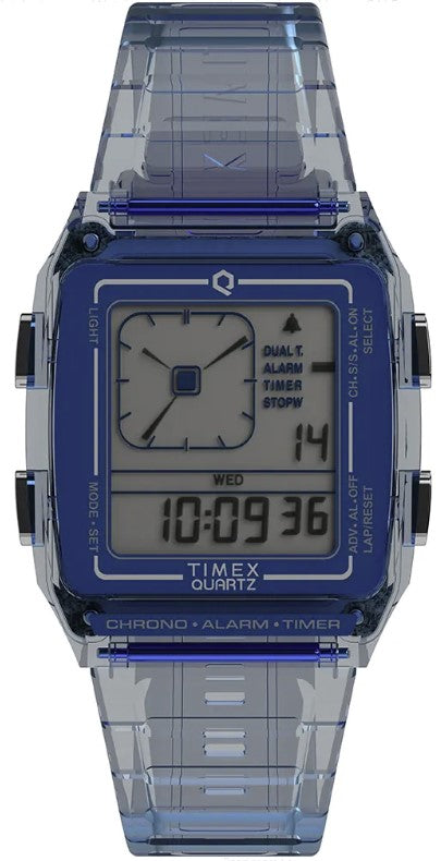 Q Timex Retro Digital Classic Translucent Men's Watch TW2W45100