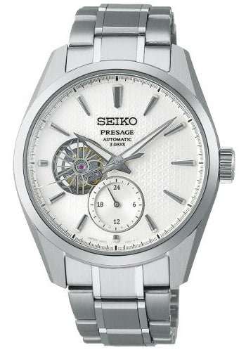 Seiko Presage ‘Shiro’ Sharp-Edged Open Heart Automatic Men's Watch SPB415J1