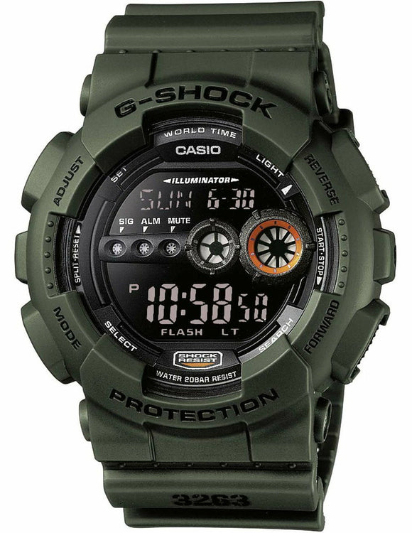 Casio G-Shock XL Ana Digi Matt Green Watch GD-100MS-3D