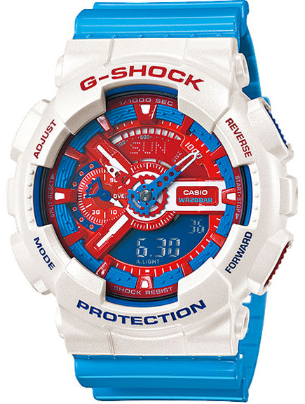 Casio G Shock Blue and Red Big Face Men s Watch GA 110AC 7 Spot On Times