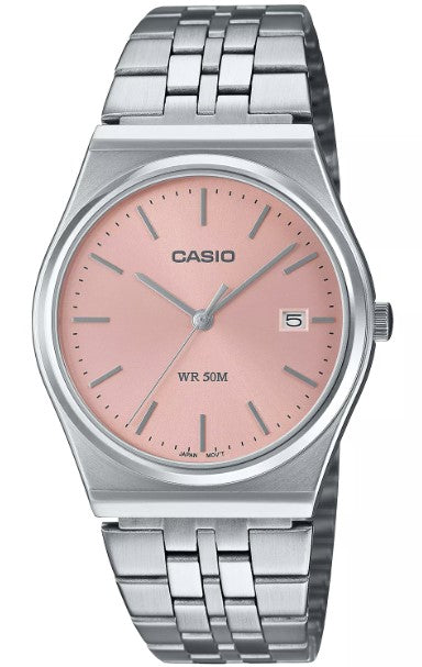 Casio Retro Look Pink Dial 50m Stainless Steel Men's Watch MTP-B145D-4A