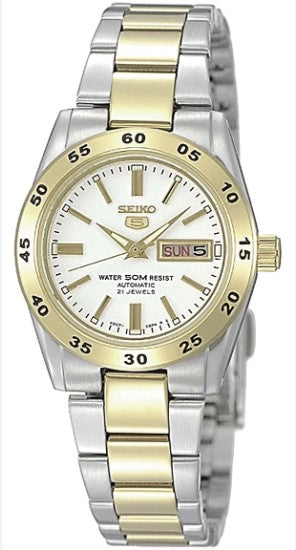 Seiko 5 Two Tone Stainless Steel Automatic Ladies Watch SYMG42K1