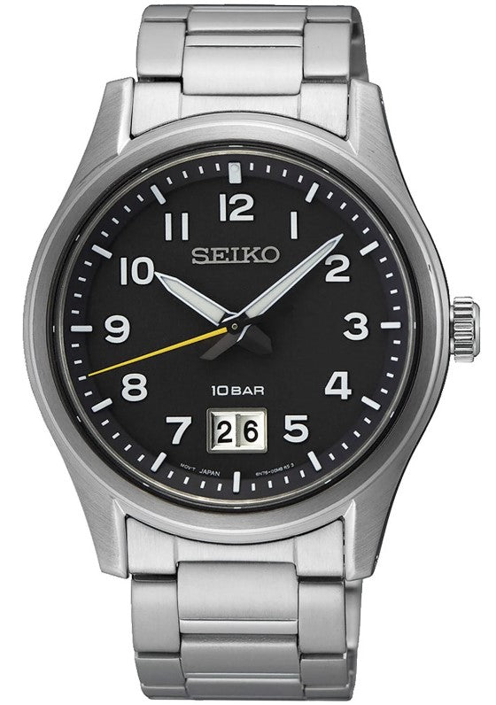 Seiko Classic Quartz Black Dial Big Date Men's Watch SUR569P1