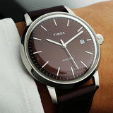 Timex Marlin Burgundy Leather Strap Automatic Men's Watch TW2T23200