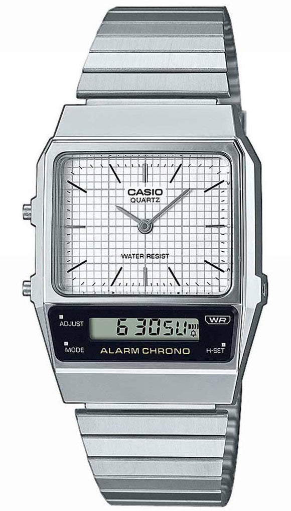 Casio Vintage Stainless Steel Analog Digital Dual Time Men's Watch AQ-800E-7A