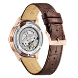 Citizen Rose Gold Tone Stainless Steel Leather Strap Men's Watch NY4062-04X