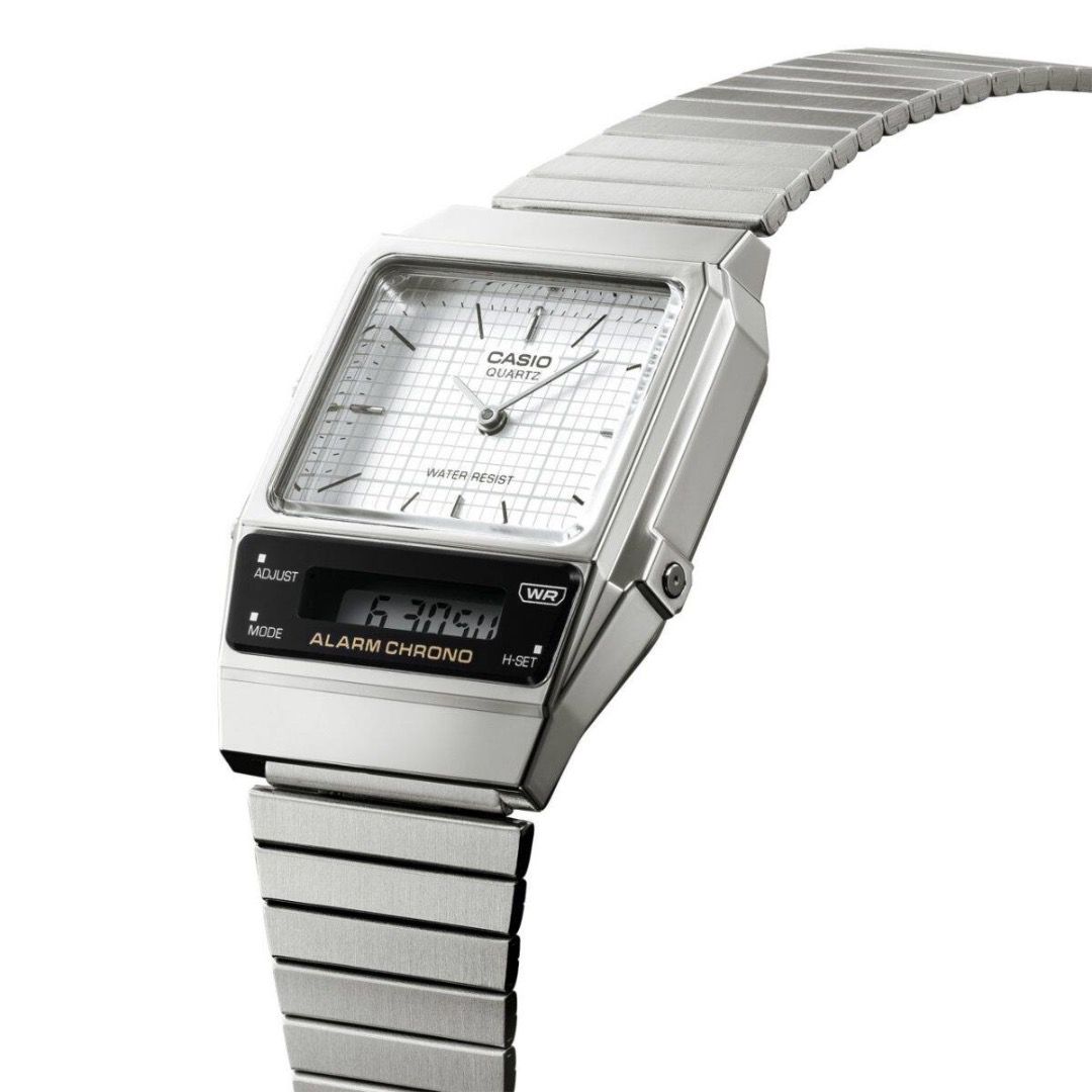 Casio Vintage Stainless Steel Analog Digital Dual Time Men s Watch AQ Spot On Times