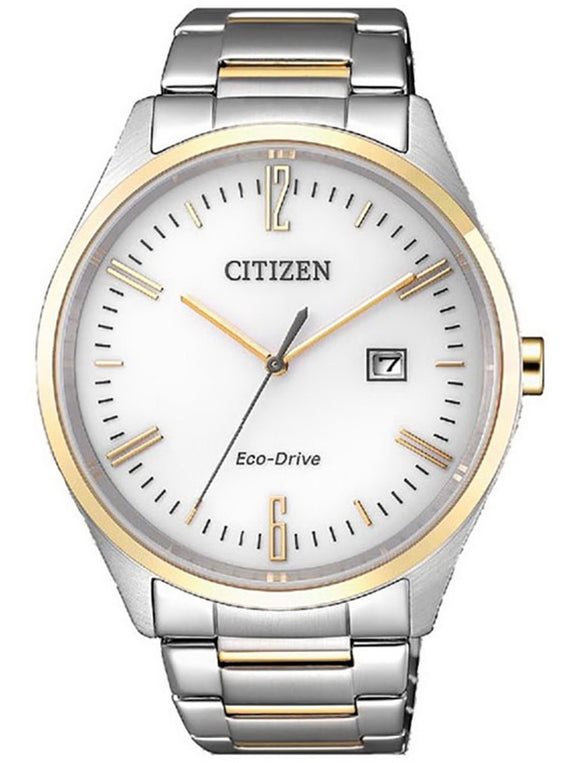 Citizen Eco-Drive White Dial Two Tone Stainless Steel Men's Watch BM7354-85A