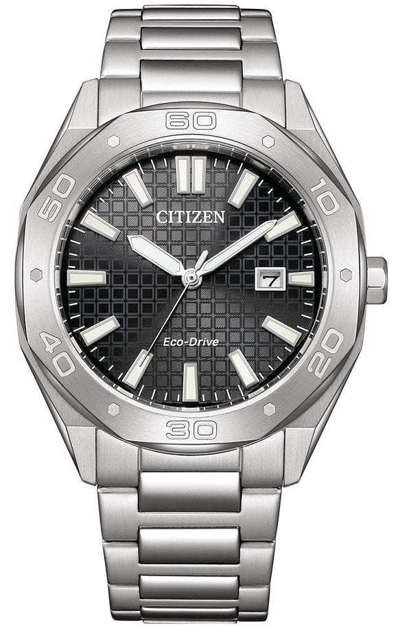 Citizen Eco-Drive Black Dial 100m Stainless Steel Men's Watch BM7630-80E