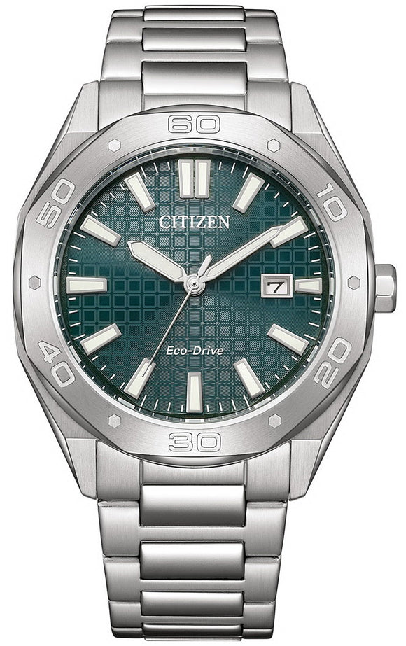 Citizen Eco-Drive Dark Green Dial 100m Stainless Steel Men's Watch BM7630-80X