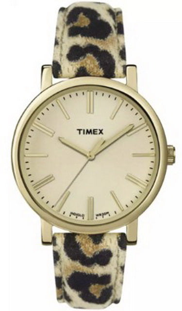 Timex Leopard Print Leather Strap Quartz Ladies Watch TW2P69800