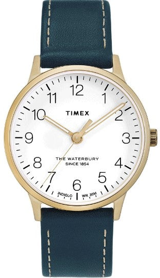 Timex Waterbury Rose Gold Leather Strap Ladies Watch TW2T27300