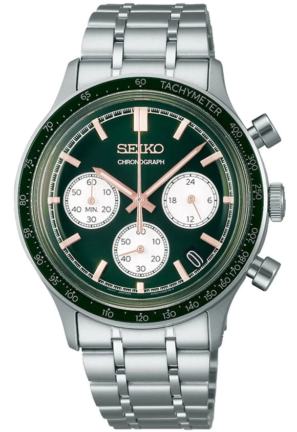 Seiko Chronograph Tachymeter Quartz Stainless Steel Men's Watch SSB481P1