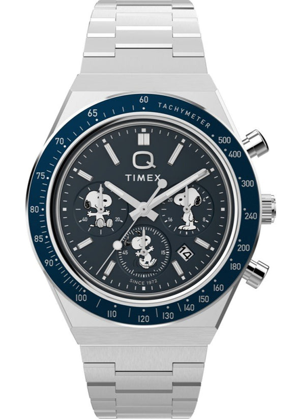 Timex Q x Peanuts Snoopy Chronograph Stainless Steel Men's Watch TW2Y45300