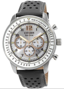 Citizen Eco-Drive Chronograph Grey Dial Leather Strap Men's Watch CA4500-24H