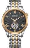 Citizen Open Heart Two Tone Black Dial Automatic Men's Watch NH9136-88H