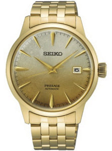 Seiko Presage Cocktail Time Beer Julep Gold Tone Automatic Men's Watch SRPK46J1