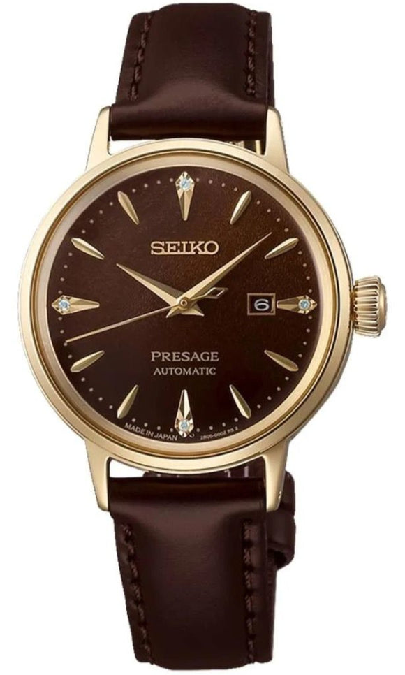 Seiko Presage Cocktail Time Jamaican Coffee Diamond-Set Ladies Watch SRE020J1
