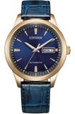 Citizen Rose Gold Rone Leather Strap Automcitc Men's Watch NY4063-01L