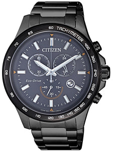 Citizen Eco Drive Chronograph Black Stainless Steel Men's Watch AT2425-80H