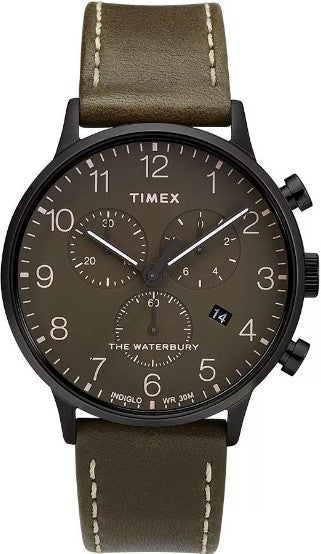 Timex Waterbury Chronograph Leather Strap Men's Watch TW2T27900