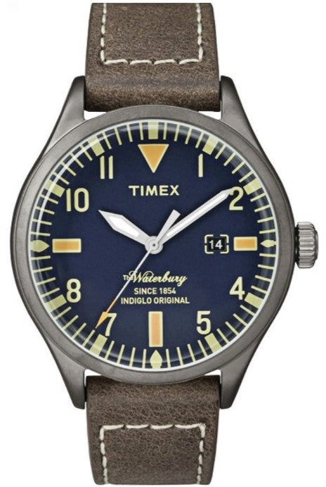 Timex Waterbury Heritage Indiglo Original Leather Strap Men's Watch TW2P83800