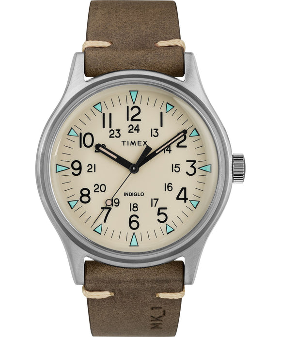 Timex MK1 Military Style Leather Strap Mens Watch TW2R96800