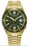 Citizen Tsuyosa Green Dial Gold Tone Automatic Men's Watch NJ0232-53X