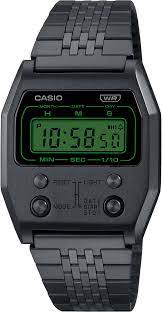 Casio Vintage Digital Black Ion Plated Alarm Stopwatch WR Unisex Watch A1100B-1