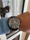 Seiko Chronograph 100m Black Stainless Steel Men's Watch SSB415P1