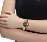 Citizen Eco-Drive L Rainell Green Dial Gold Tone Ladies Watch EM1203-57X