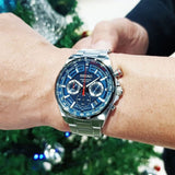Seiko Chronograph 100m Blue Dial Stainless Steel Men's Watch SSB407P1