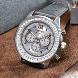Citizen Eco-Drive Chronograph Grey Dial Leather Strap Men's Watch CA4500-24H