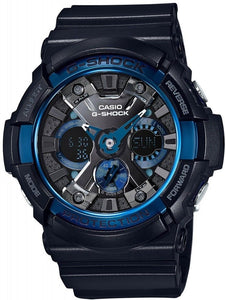 Casio G-Shock Matte Black Blue Bezel Men's Watch GA-200CB-1A