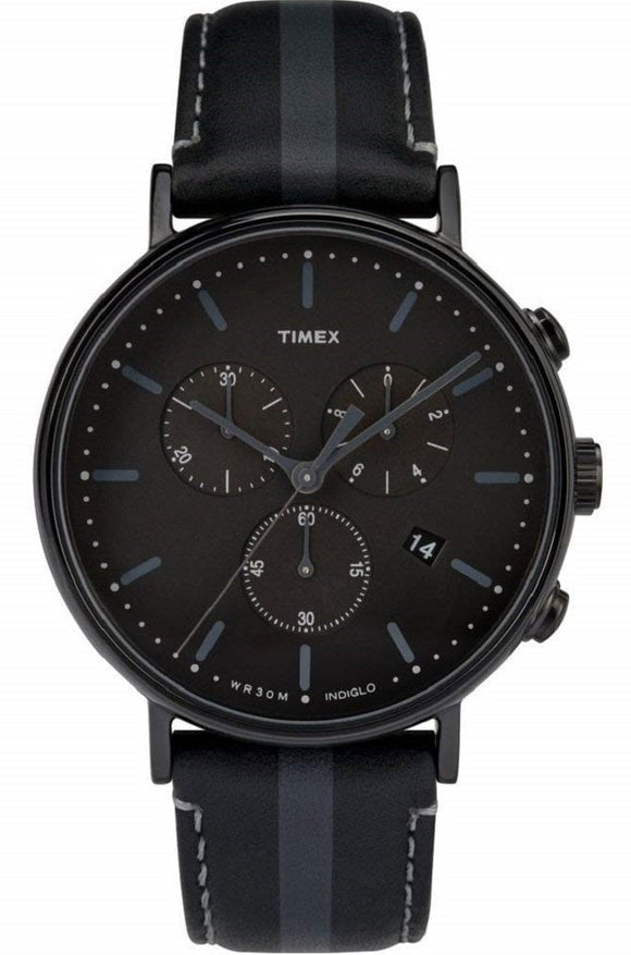 Timex Fairfield Chronograph Black Leather Strap Men's Watch TW2R37800