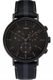 Timex Fairfield Chronograph Black Leather Strap Men's Watch TW2R37800