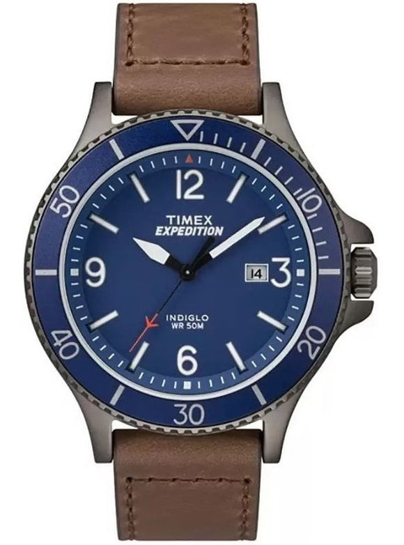 Timex Expedition Indiglo Ranger Blue Dial Leather Strap Men's Watch TW4B10700