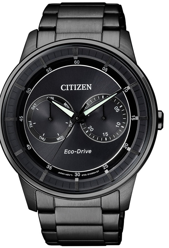 Citizen Eco-Drive Power Reserve Black Stainless Steel Men's Watch BU4005-56H