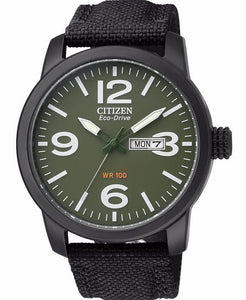Citizen Eco Drive Military Black Nylon Strap Men's Watch BM8475-00X